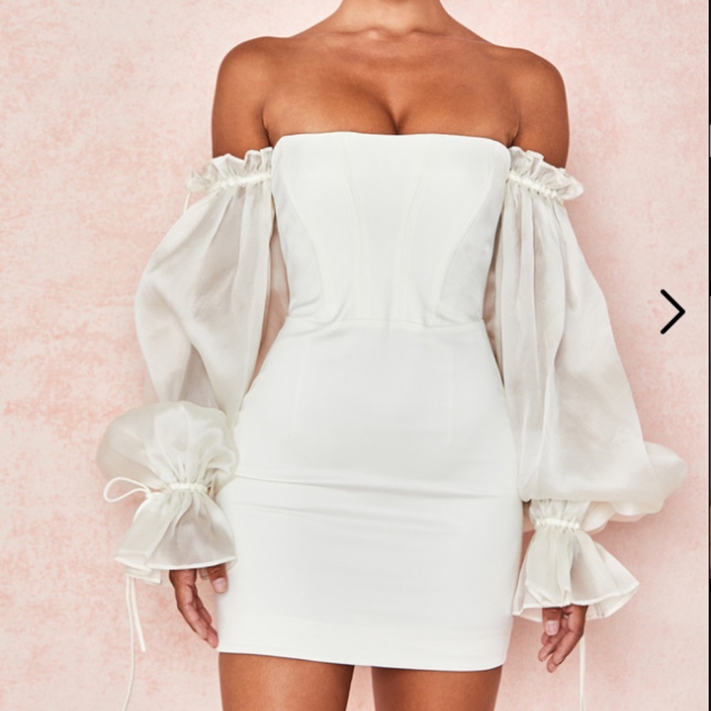 House of CB "Marisa" Ivory Satin Corset Dress